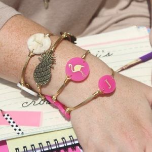 Pink Bourbon & Boweties “J” Initial Bangle